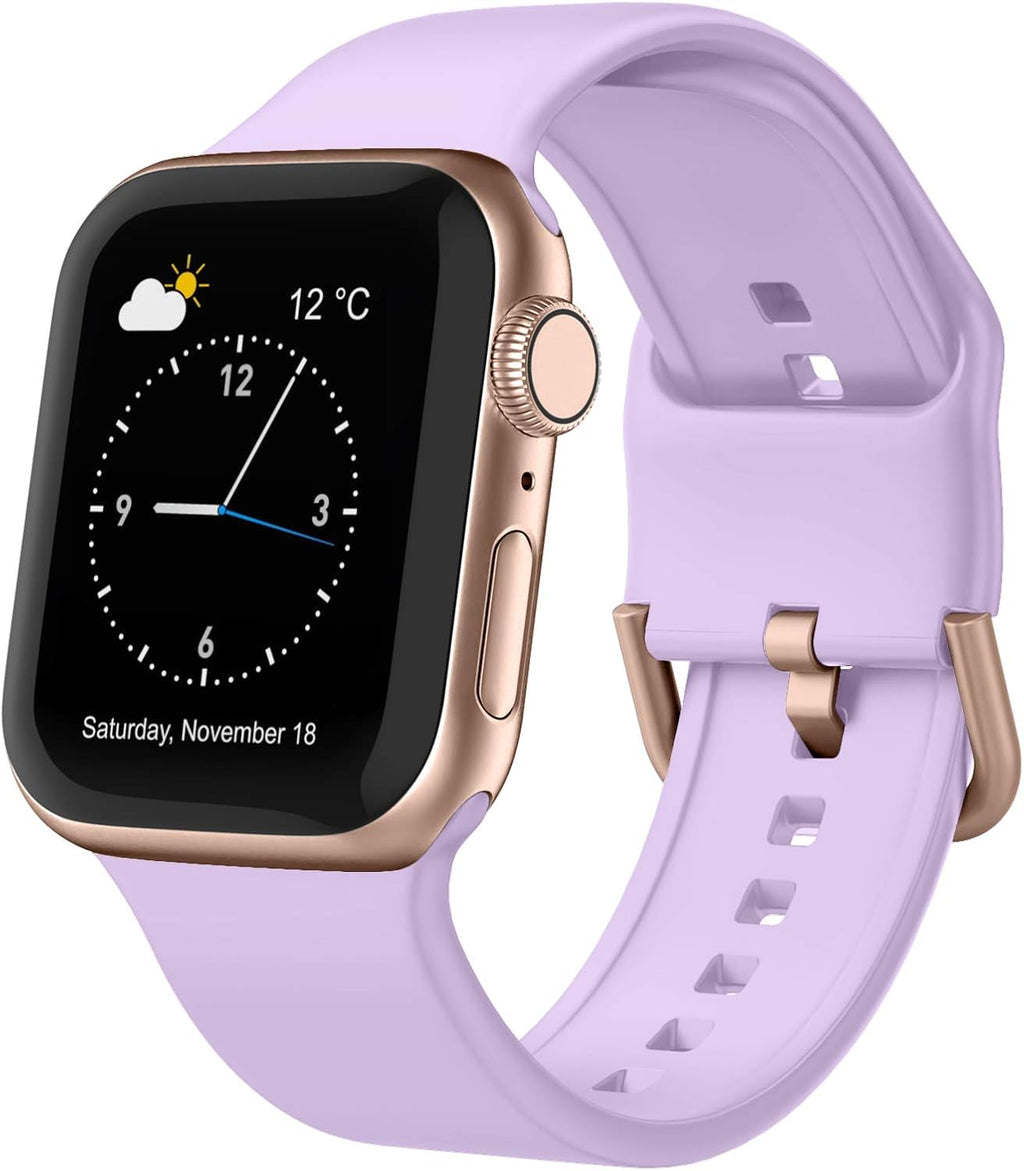 Sport Band Compatible with Apple Watch Bands 49Mm 46Mm 45Mm 44Mm 42Mm 41Mm 40Mm 38Mm, Soft Silicone Replacement Strap with Classic Clasp for Iwatch Series 11 10 9 8 7 6 5 4 3 2 1 SE Ultra Women Men