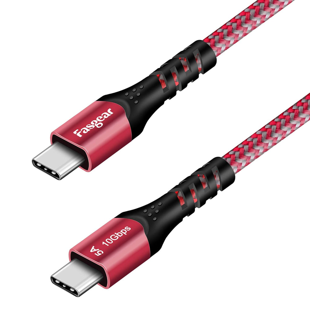 USB C to USB C Cable, 1.6Ft, Red | 100W Fast Charge, 10Gbps USB 3.1 Gen 2, 5A Power Delivery, E-Marker Chip, for Mac-Book, I-Pad Air, Galaxy S21, SSD, Pixel