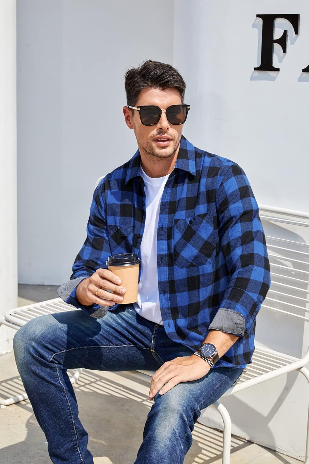 Mens Button down Regular Fit Long Sleeve Casual Flannel Shirts | Soft Washed Cotton Blend,Dual Buttoned Storage Pockets,Multi-Season Wear,Washable,Nice Present for Male Relatives