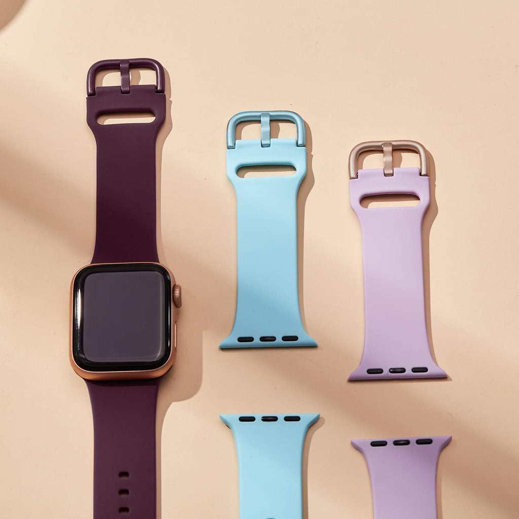 Sport Band Compatible with Apple Watch Bands 49Mm 46Mm 45Mm 44Mm 42Mm 41Mm 40Mm 38Mm, Soft Silicone Replacement Strap with Classic Clasp for Iwatch Series 11 10 9 8 7 6 5 4 3 2 1 SE Ultra Women Men