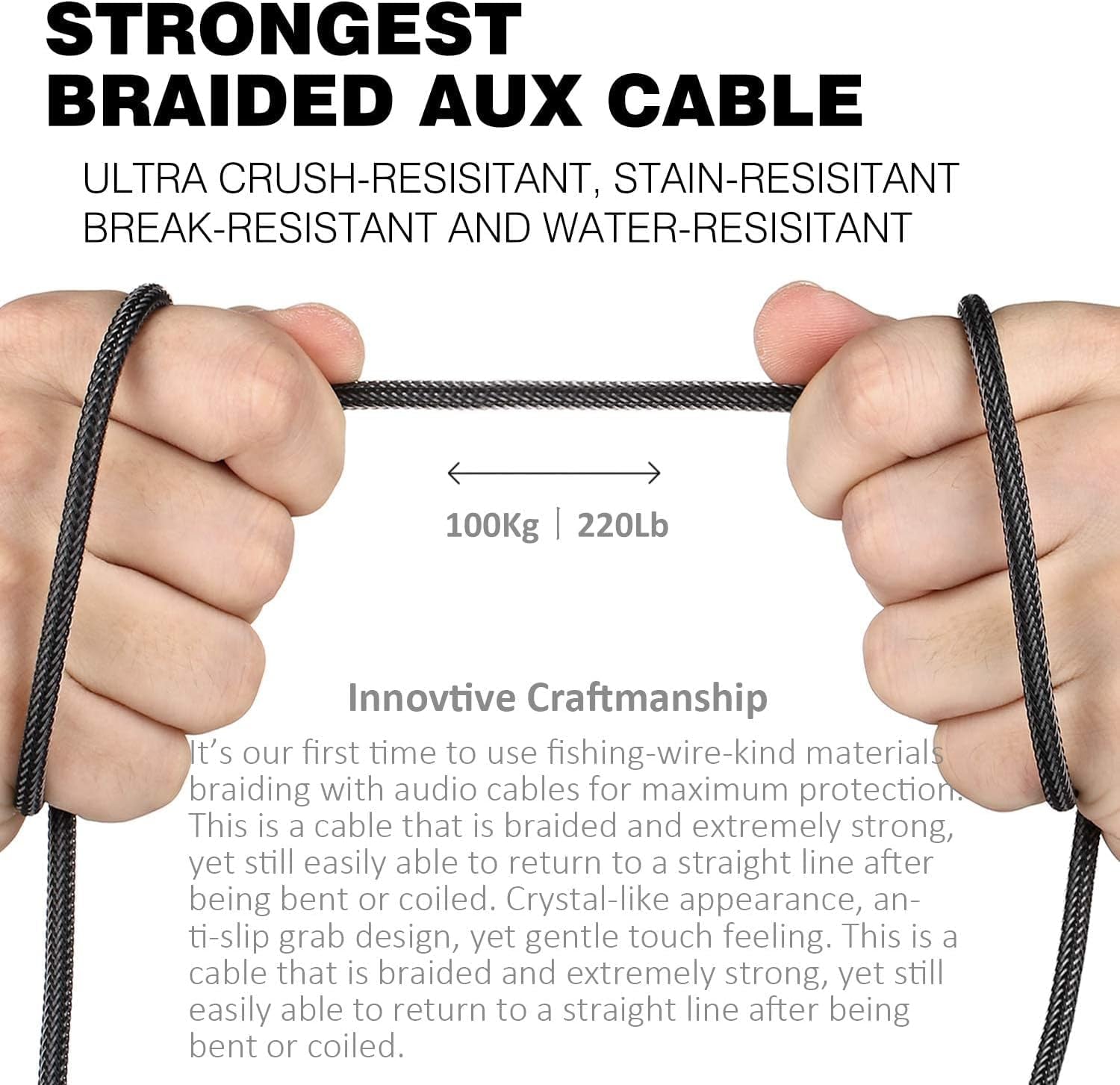 3.5Mm AUX Cable, Male to Male Audio Cord with Nylon-Braided - 4 Ft | 24K Gold Plated Conductor Auxiliary Cable with Stereo Sound for Car Headphones Phones Speakers Etc