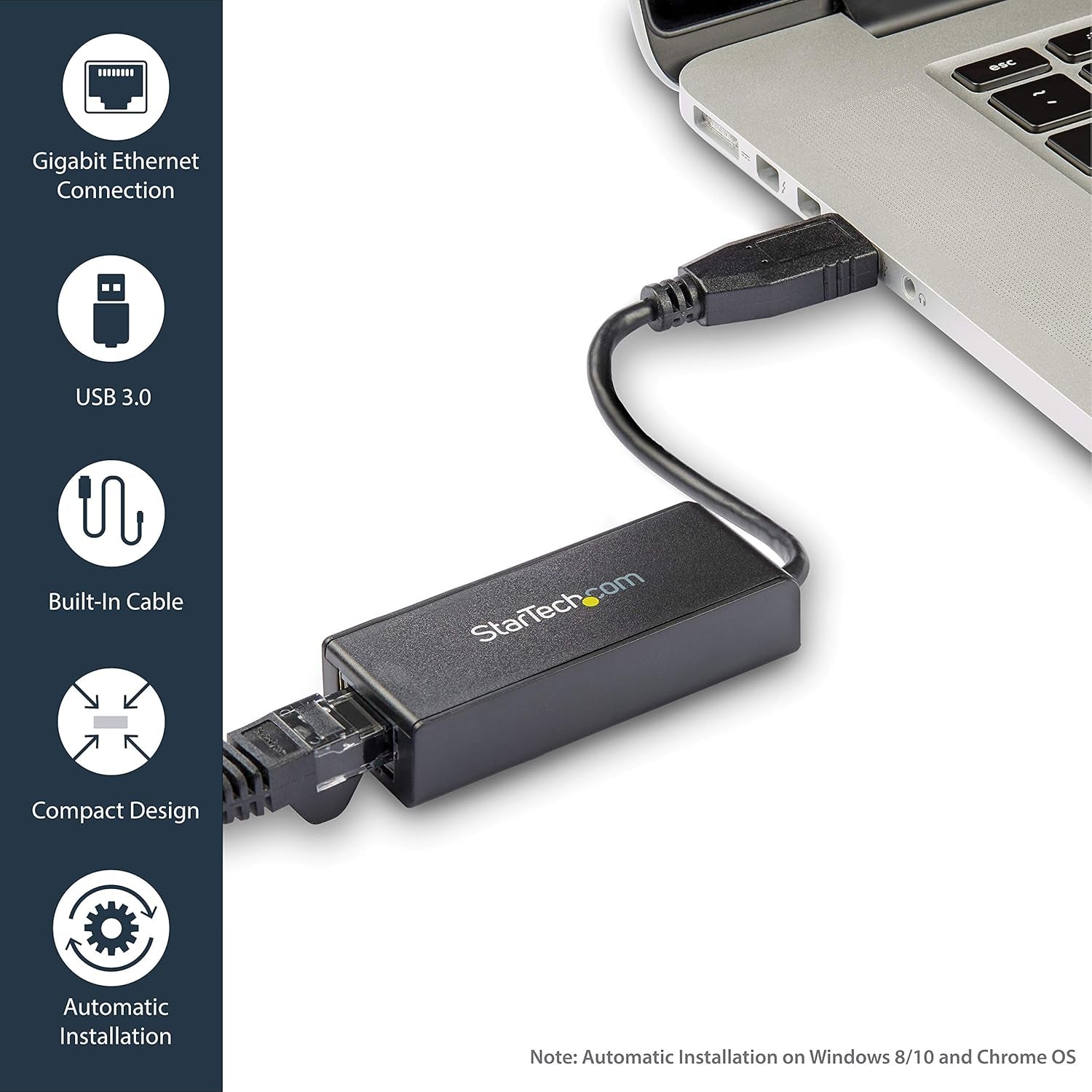 Startech USB 3.0 to Gigabit Ethernet Adapter, USB to RJ45, TAA (USB31000S) | USB 3.0 to 10/100/1000 Gigabit Ethernet LAN Adapter