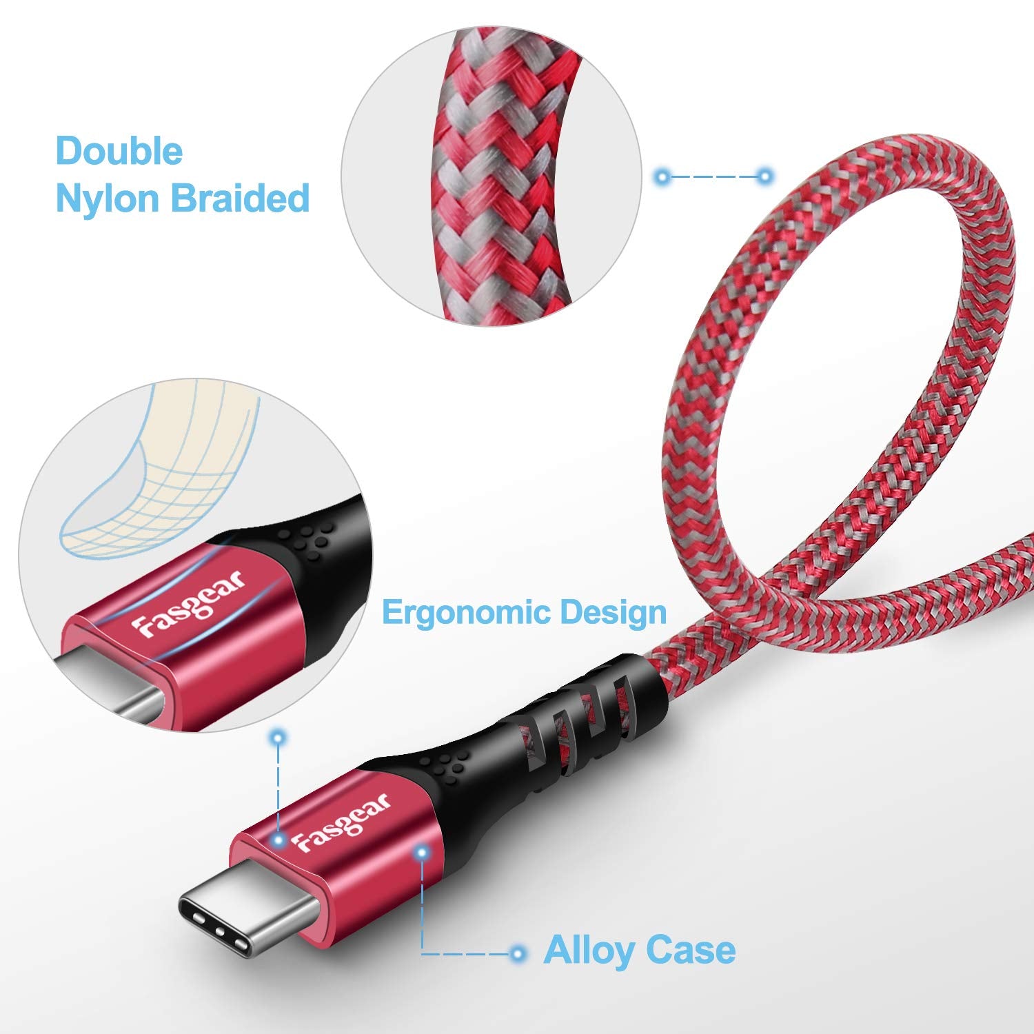 USB C to USB C Cable, 1.6Ft, Red | 100W Fast Charge, 10Gbps USB 3.1 Gen 2, 5A Power Delivery, E-Marker Chip, for Mac-Book, I-Pad Air, Galaxy S21, SSD, Pixel